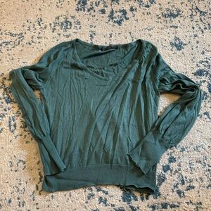 Teal Scoop neck sweater with big cuffs size small Peruvian Connection